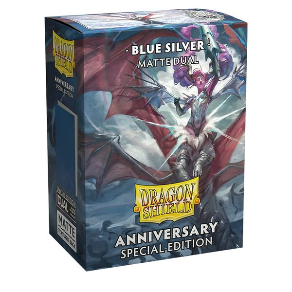 Dragon Shield Special Anniversary Dual Matte Standard Sleeves : Blue Silver (100-Pack)