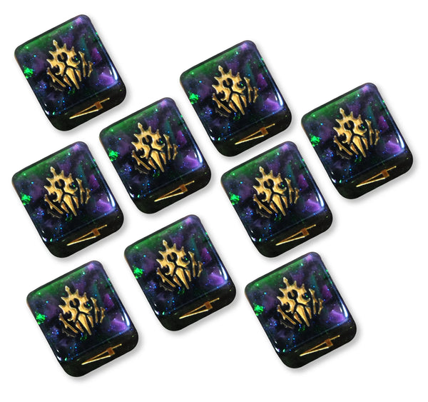 Elder Dice : Crest of Dagon Dice : Mythic Glass and Wax d6 Set