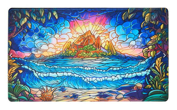 Arcane Fortress : Playmat : Stained Glass : Hidden Island (24" x 14")